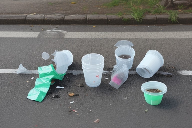 plastikowe śmieci na ulicy