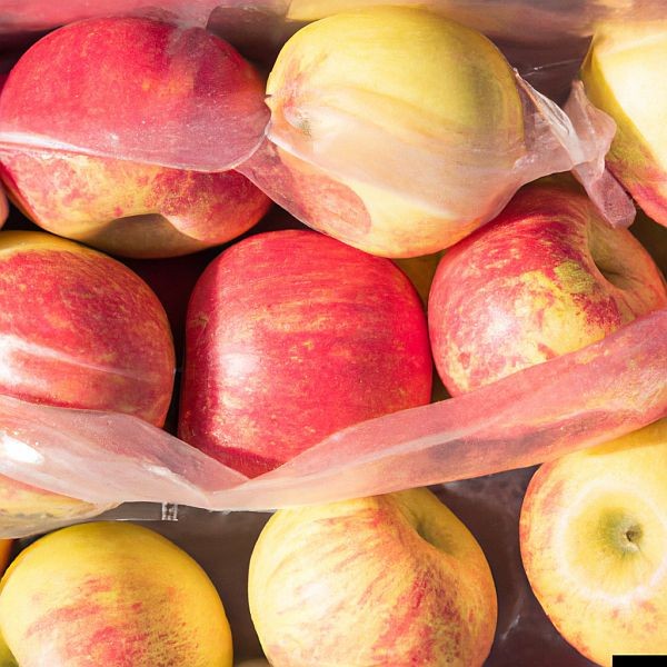 jabłka w plastikowych opakowaniach